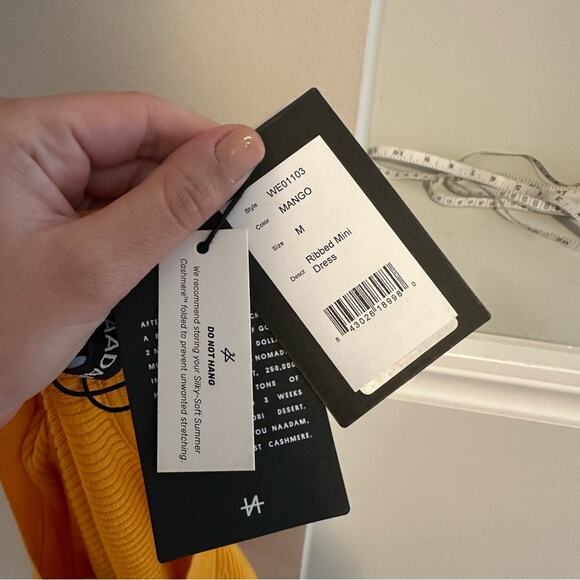 NWT Naadam Orange Mango Silk Cashmere Ribbed Mini Dress Medium - Picture 12 of 13